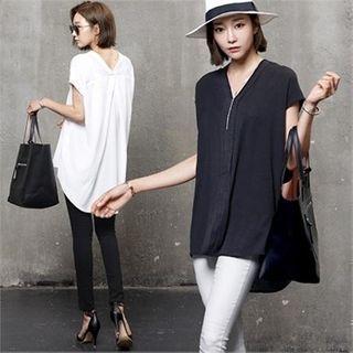 V-neck Dip-back Chiffon Blouse