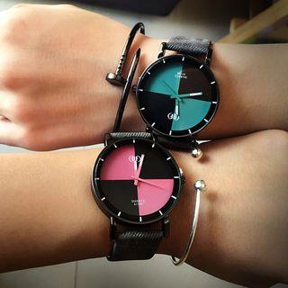 Color Panel Canvas Strap Watch