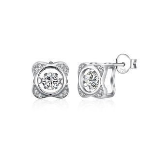 Sterling Silver Simple Fashion Hollow Flower Cubic Zircon Stud Earrings Silver - One Size