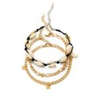 Set Of 3: Shell / Star / Alloy Anklet F1907 - Set Of 3 - Gold & Gold & Black - One Size