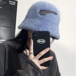 Fluffy Letter Embroidered Bucket Hat