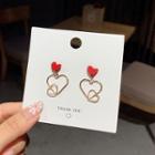 Alloy Heart Dangle Earring 1 Pair - Red Love Heart Earrings - One Size