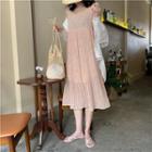 Floral Print Spaghetti-strap Midi Chiffon Dress As Shown In Figure - One Size