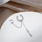 Star Rhinestone Chained Cuff Earring 1 Pc - E4544 - Silver - One Size