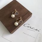 Faux Pearl Heart Drop Earring / Faux Pearl Heart Clip-on Earring