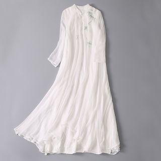 Traditional Chinese Long-sleeve Maxi Dress