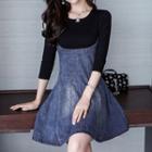Denim Spaghetti-strap A-line Dress
