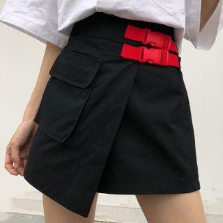 Snap Buckle Mini A-line Cargo Skort