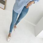[the Denim] Cuff-hem Skinny Jeans