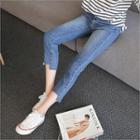Cutout-hem Cropped Slim-fit Jeans