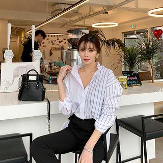 Wide-cuff Stripe-panel Shirt
