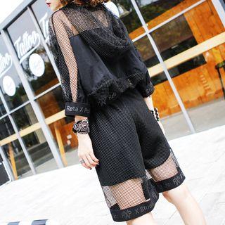 Set: Long-sleeve Mesh Top + Mesh Shorts