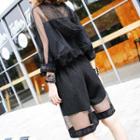 Set: Long-sleeve Mesh Top + Mesh Shorts