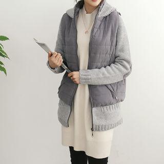 Rib-knit Panel Padded Jacket