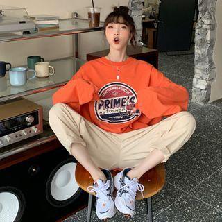 Lettering Sweatshirt / Wide-leg Pants