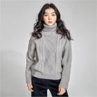 From Seoul Turtleneck Cable-knit Fisherman Sweater