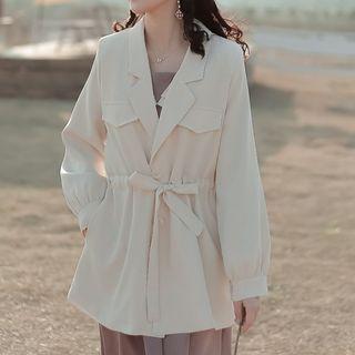 Drawstring Single-breasted Blazer