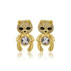 Fashion And Elegant Plated Gold Bear Stud Earrings With Cubic Zircon Golden - One Size