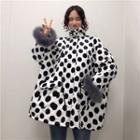 Furry Cuff Polka Dot Quilted Coat