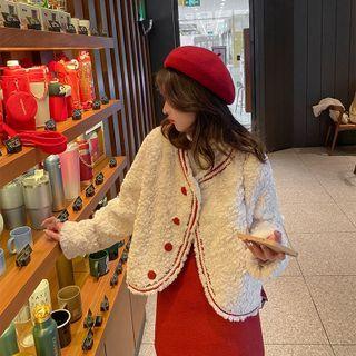 Fleece Single-breasted Jacket / Mini A-line Skirt