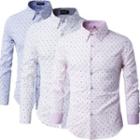 Long-sleeve Dotted Slim-fit Shirt
