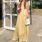Faux Pearl Strap Plain Dress