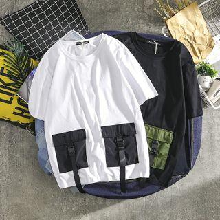 Short-sleeve Buckled Pocket T-shirt