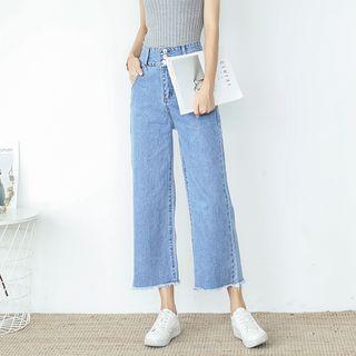 Copped Wide-leg Jeans