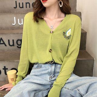 Embroidered Long-sleeve Knit Light Jacket