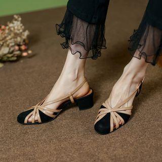 Cut-out Strappy Block Heel Sandals