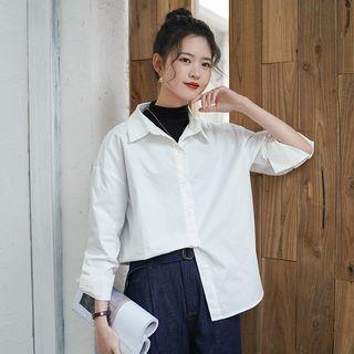 Plain Shirt / Faux Leather Vest