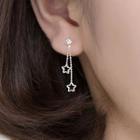 Star Rhinestone Fringed Earring 1 Pair - Silver - One Size