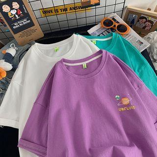 Planet Print Short-sleeve Oversize Tee
