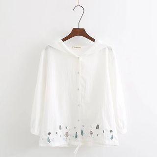 Tree Embroidered Hooded Jacket