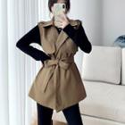 Set: Plain Trench Vest + Long-sleeve Top