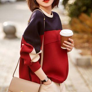 Color Block Drawstring-hem Sweatshirt