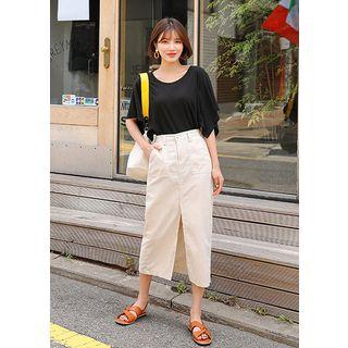 Plus Size - Slit-hem Long Skirt