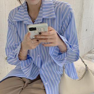 Striped Open-back Shirtdress Stripe - White & Blue - One Size