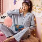 Loungewear Set : Long-sleeve Bow Print Top + Pants