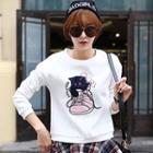 Embroidered Cat Long-sleeve T-shirt