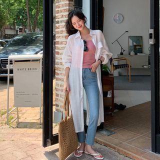 Slit-back Sheer Long Shirt