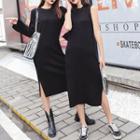 Long-sleeve Midi Knit Dress / Sleeveless Dress