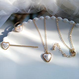 Heart Faux Pearl Hair Pin / Ring / Pendant Necklace