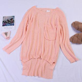 Pocket Detail Sweater Pink - One Size