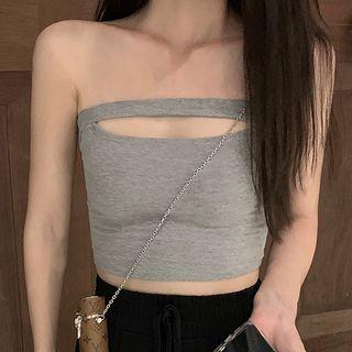 Cutout Cropped Tube Top / Contrast Trim Wide-leg Pants