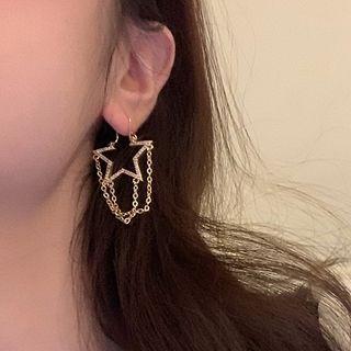 Fringed Hollow Star Drop Earring 1 Pair - Gold - One Size