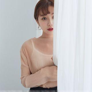 Set: Long Sleeve Sheer Chiffon Top + Camisole Top
