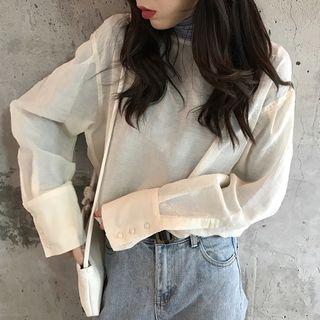 Long-sleeve Mock Neck T-shirt / Blouse