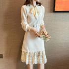 Floral Print Panel Sweater Dress