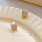 Rectangle Glaze Earring 1 Pair - A187 - 925 Silver - Almond - One Size